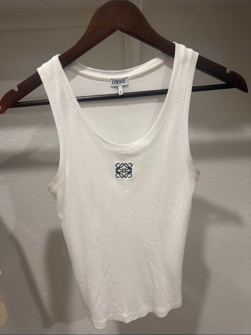 Loewe Cream Ribbed Logo Tank